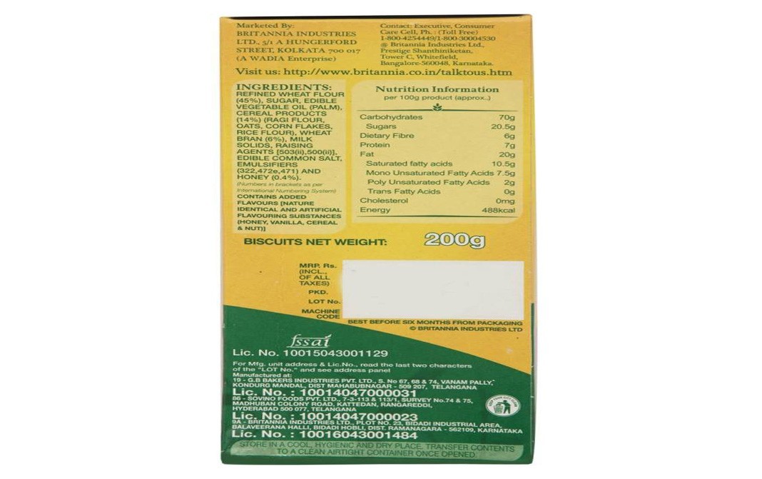 Britannia Nutri Choice 5 Grain Digestive Biscuits   Box  200 grams